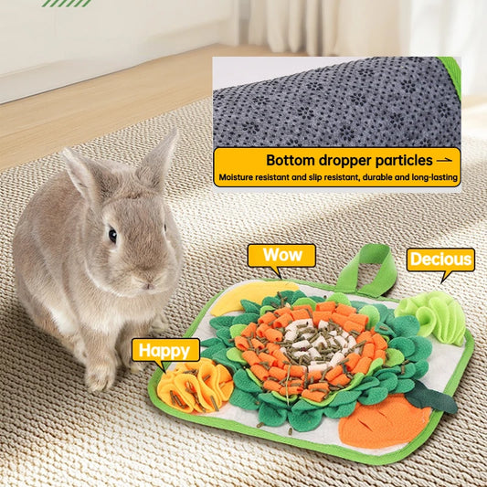 Pet Sniffing Mat Rabbit Feeding Mat Hamster Sniffing Training Toy Foraging Blanket Emotional Relief Slow Eating Pad