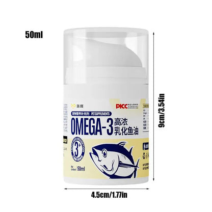 Pet Fish Oil For Cats 50ml Pet Liquid Food Supplements Highly Concentrated Press Type Small Dog Cat Fish Oil Promotes Heart Skin