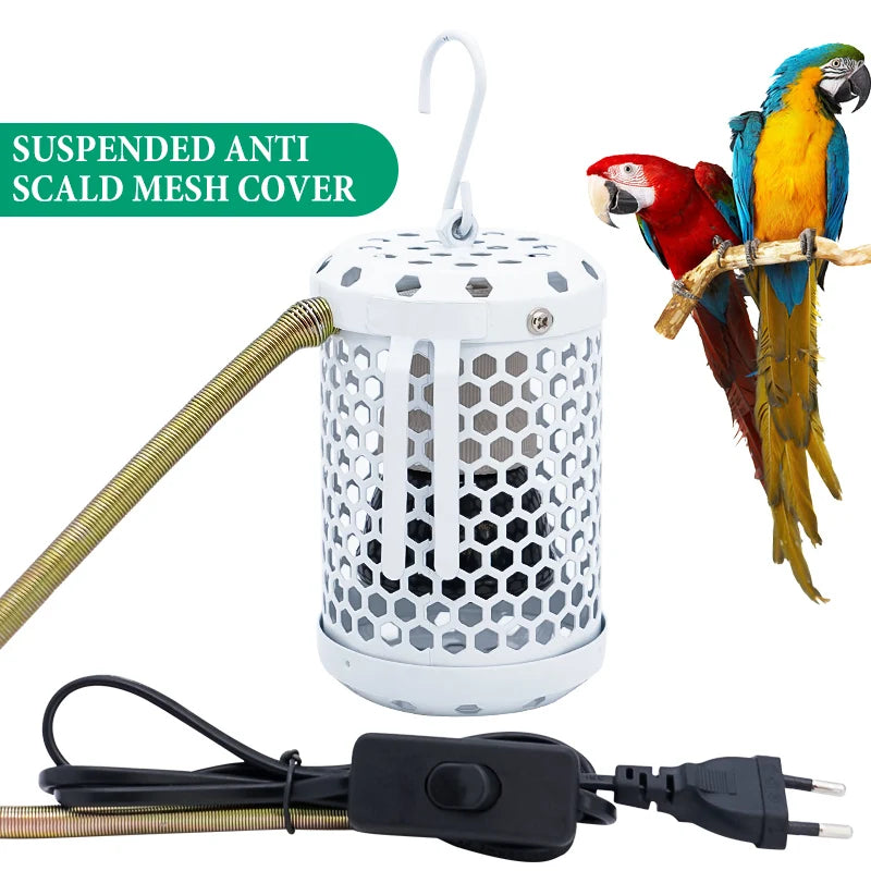 Pet Parrot Heater Preservation Cage Heating Lamp Anti-bite Anti-scalding Reptile Warm Lights Accessories Bird Supplies 220V