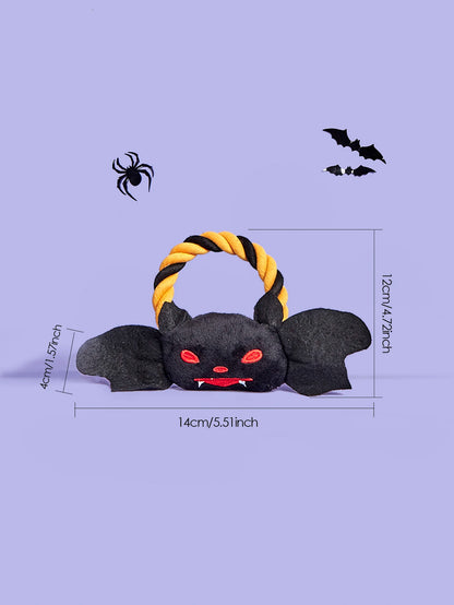 Dog Toys for Small Medium Breeds Halloween Pumpkin & Bat  Rope Chew Toy Durable Tough Squeaky Puppy Toys for Pet Gifts Soft Plus