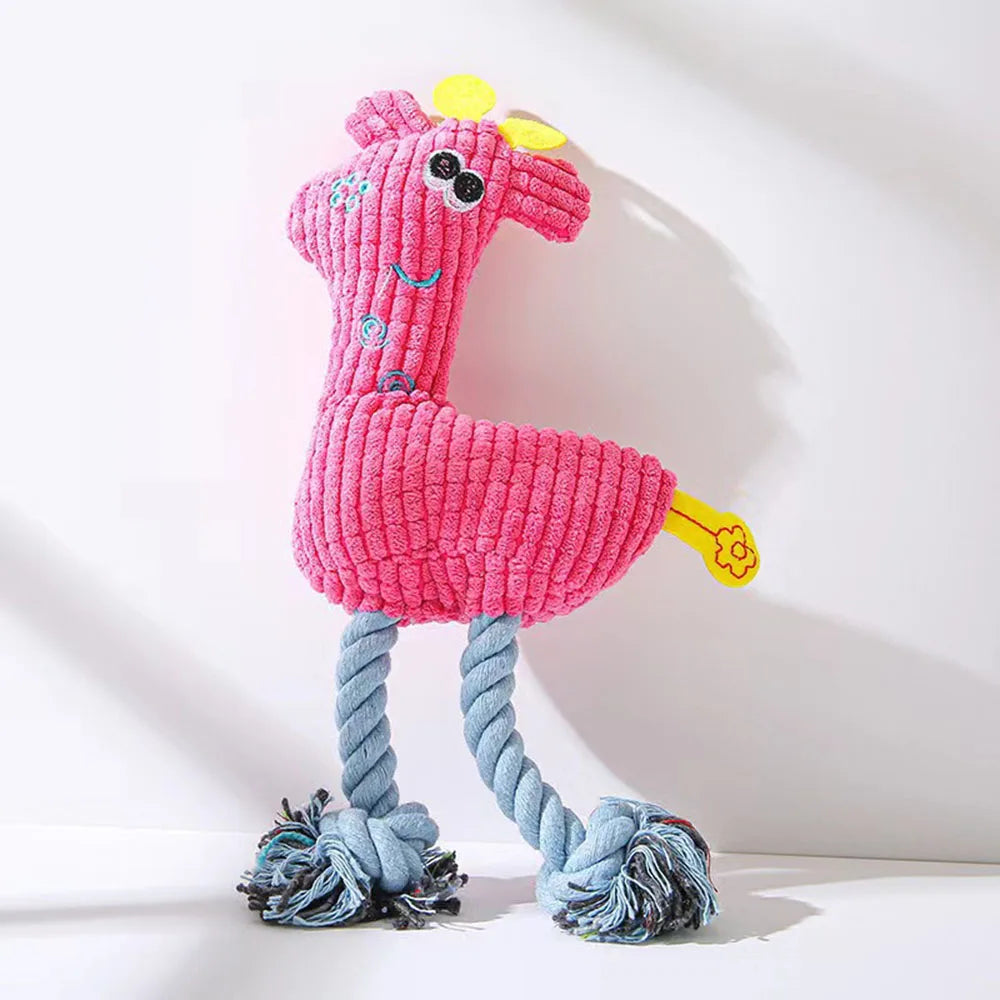 Pet Plush Toy: Bite-Resistant Animal Doll with Squeaker, Soft Stuffed Toy for Dogs/Cats, Interactive Chew Toy