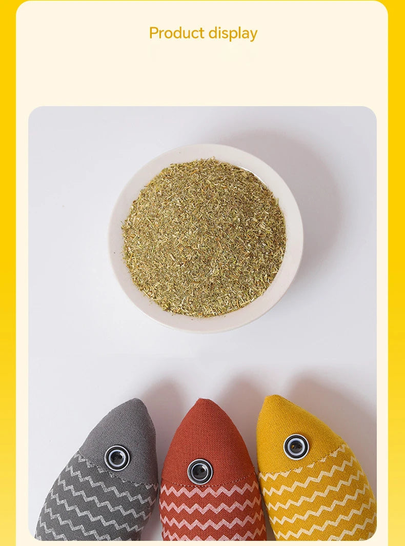 MADDEN Cat Fish Toy Cat Scratcher Catnip Toy Interactive Simulation Fish Cat Mint Fidget Toys Stuffed Playing Toy For Cat Kitten
