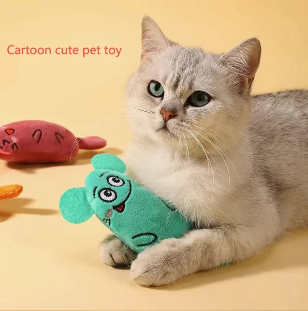 Cartoon animal toys are durable and bite resistant plush and interactive pet toys are suitable for cats to play at home