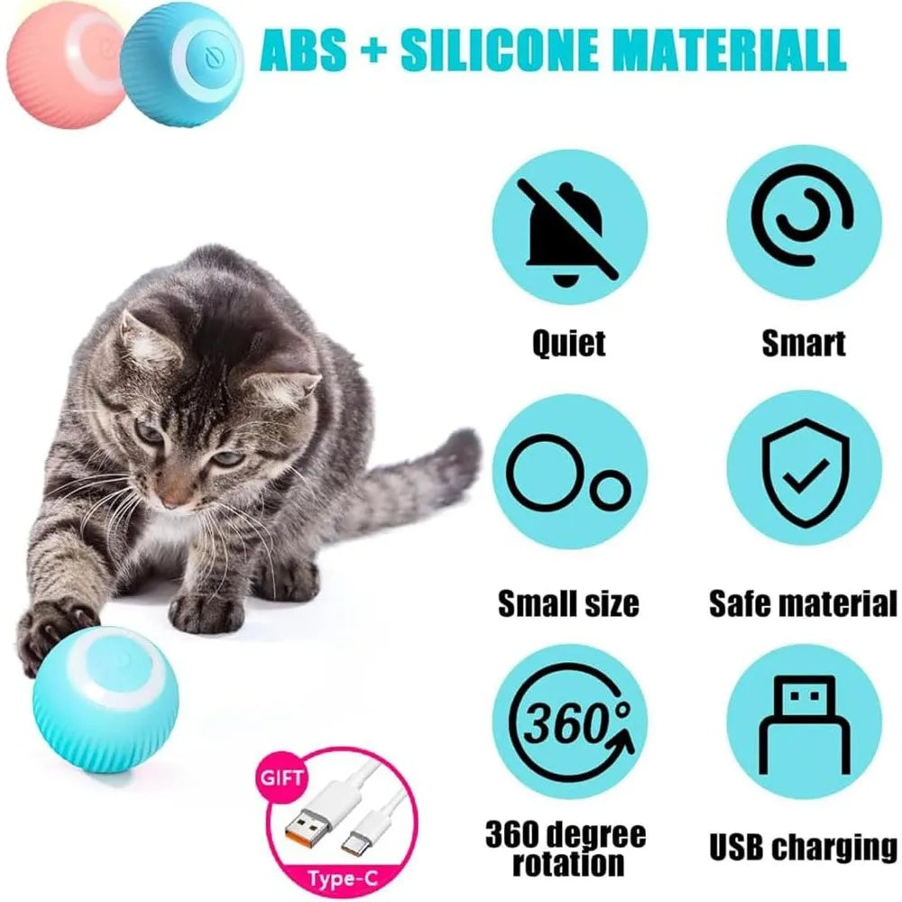 Pet's Cat Toy Ball,Wloom Cat Toy,Magic Rolling and Sound Ball for Indoor Playing Stimulate Hunting Instinct for Your Kitty
