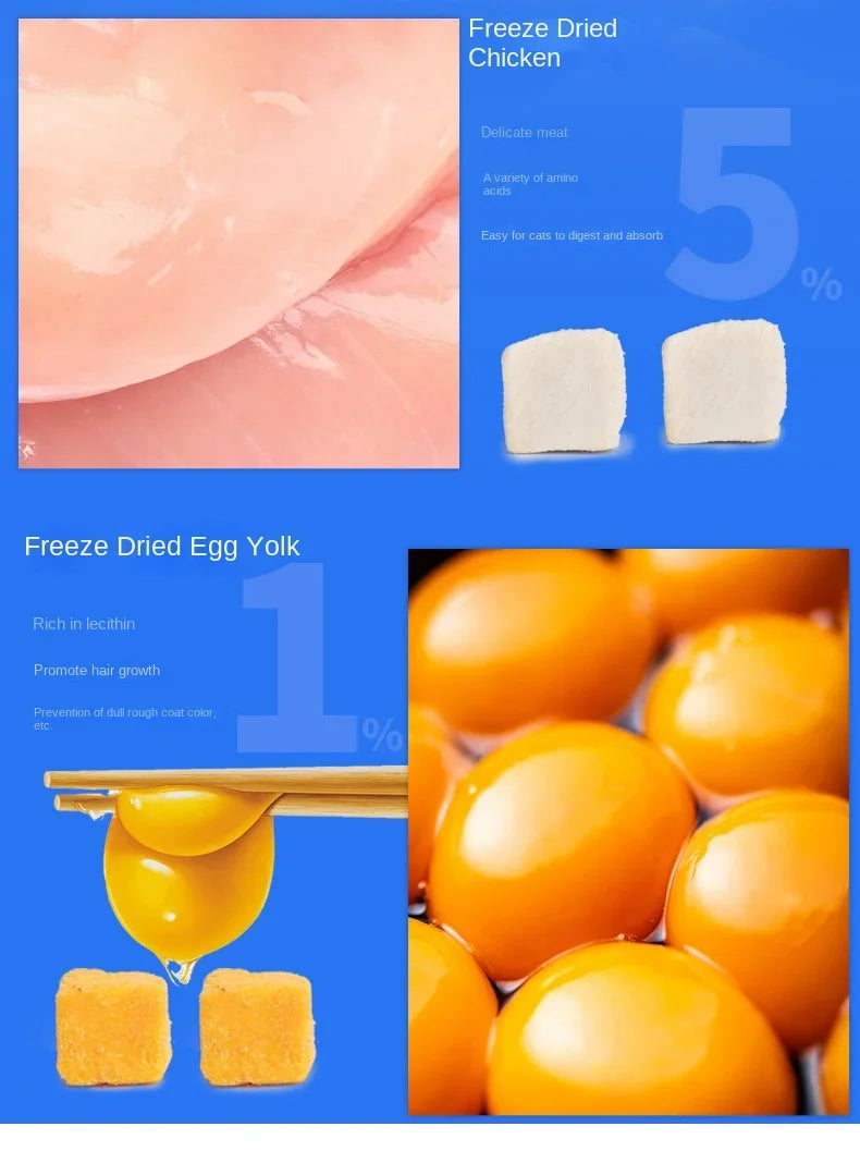 Pet Freezedried Cat Food General Grain-free High Protein Fresh Meat Nutritious Cat Food Main Food Probiotics Grain-free Cat Food