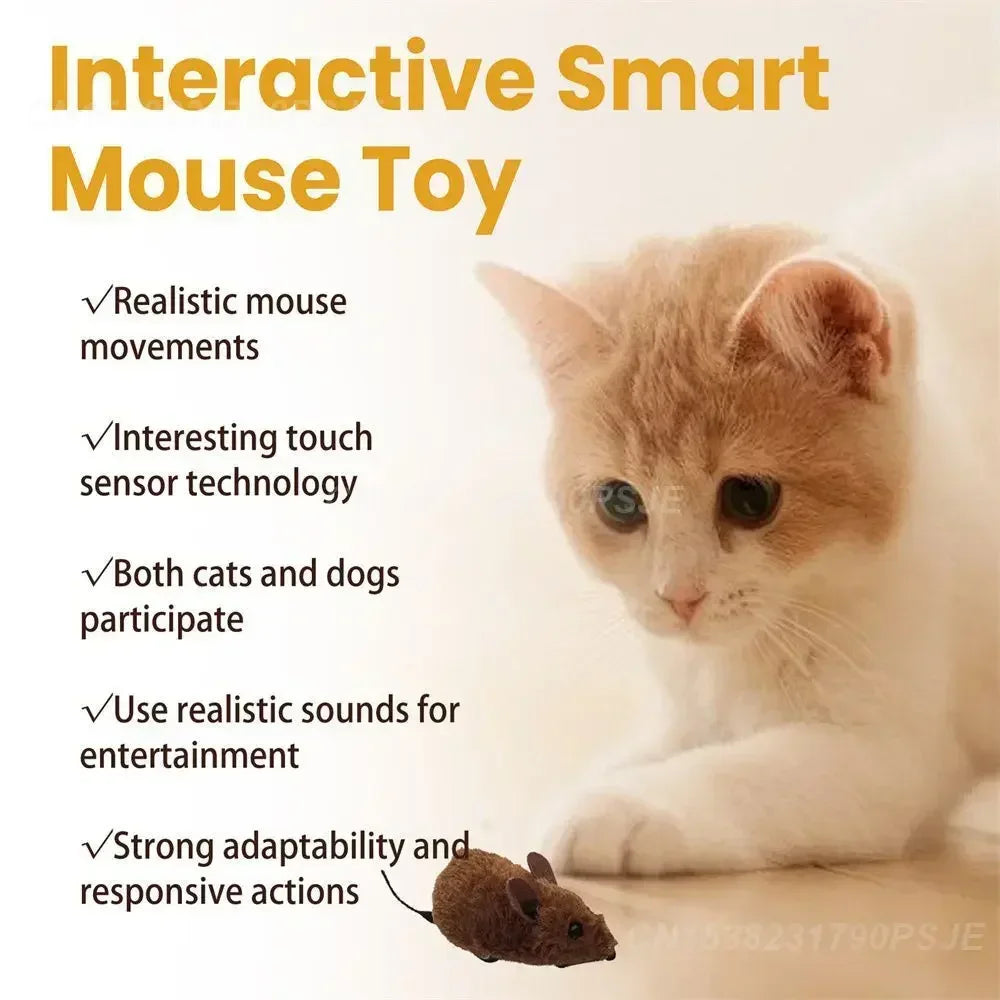 Pet Interactive Mouse Toy Plush Simulation Sound-Making Cat  Boredom Relief Amusement Chew Toy Safe Durable Small Size Realistic