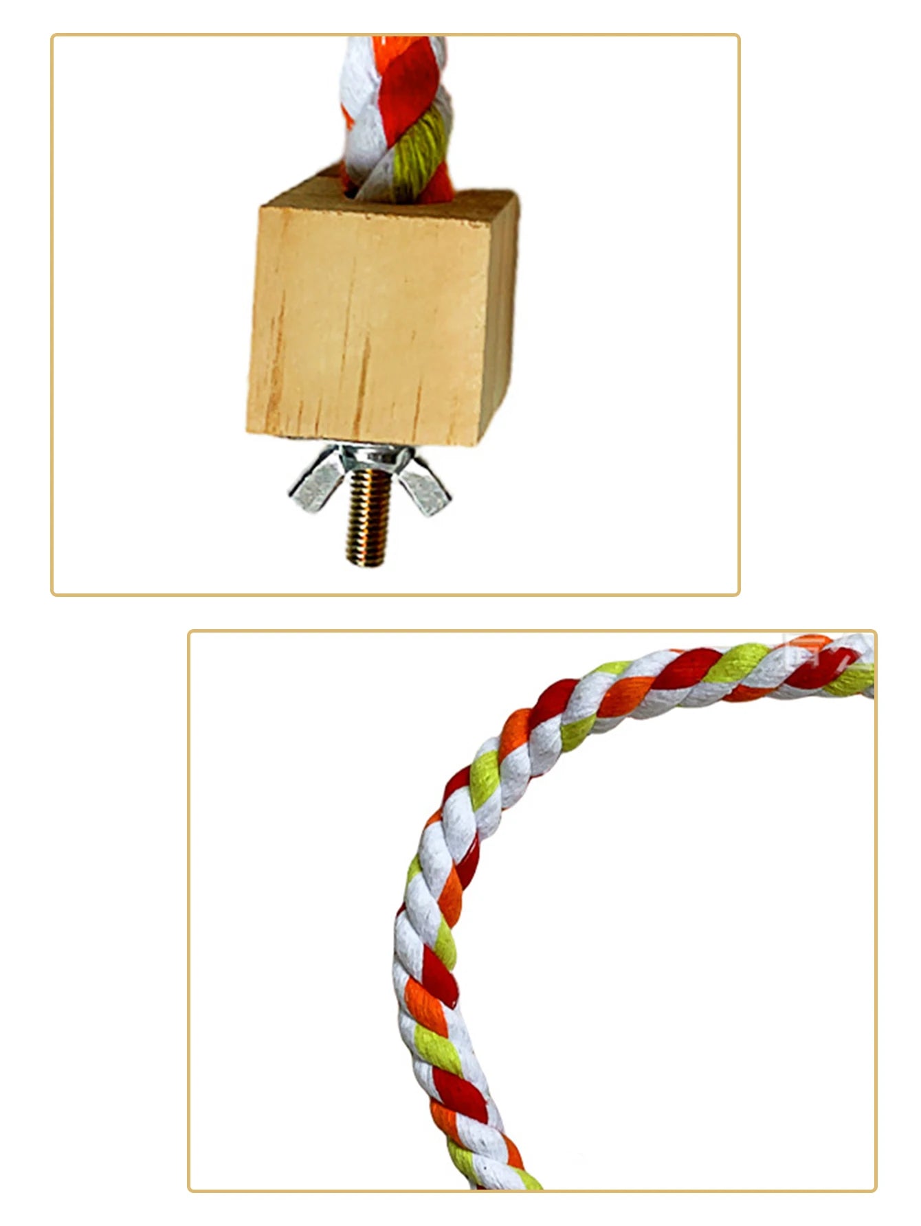 Pet Bird Bite Toys Parrot Color Cotton Rope Toys Elastic Parrot Climbing Toys Sturdy Bird Swing Harness Cage Pet Toy Swing Stand