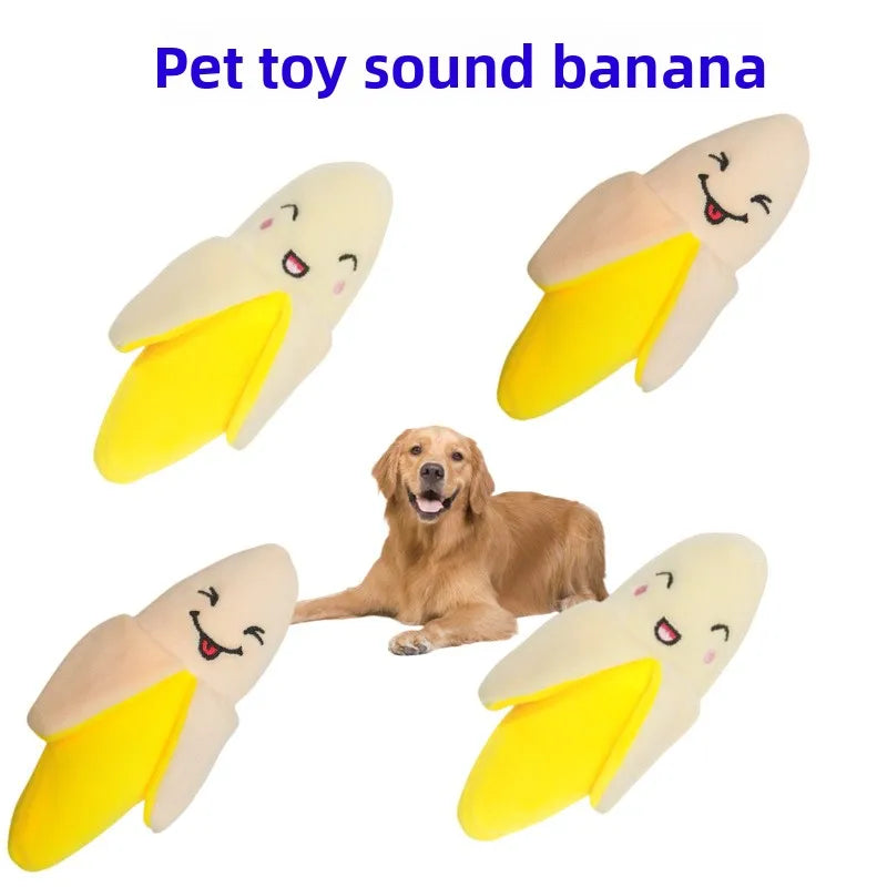 Pet Plush Sound-making Toys for Puppies Cats Biting Educational Toys Banana Style