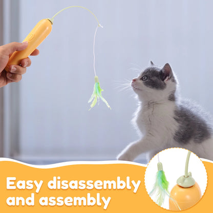 Interactive Pet Cat Toys Self-entertainment toys Rotating Cat Teaser Stick Funny Toys for cats with Ball feather Cat accessories