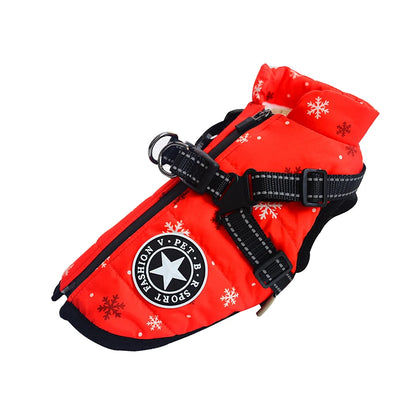 Winter Warm Large Pet Dog Jacket with Harness Waterproof Big Dog Coat for Labrador Chihuahua French Bulldog Outdoor Dog Clothes