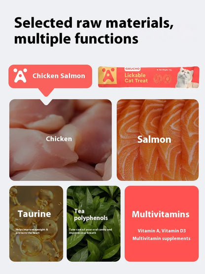 Cat Snacks Cat Food High Protein Liquid Fresh Meat Cat Grass Salmon Chicken Nutritional Snacks Pet Training Reward Snacks