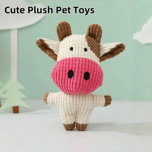Cute Plush Pet Toys Cow Animal Plush Toys for Dog and Cat Interactive Plush Dog Toys Durable Puppy teething chewing Toys
