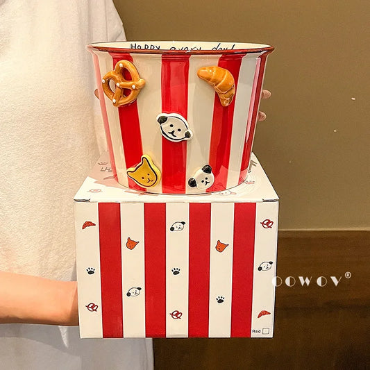Snacks, Puppies, Ceramic Snack Bowls, Household Soup Bowls, Noodle Bowls, Snacks, Fried Chicken, French Fries, Buckets, Popcorn