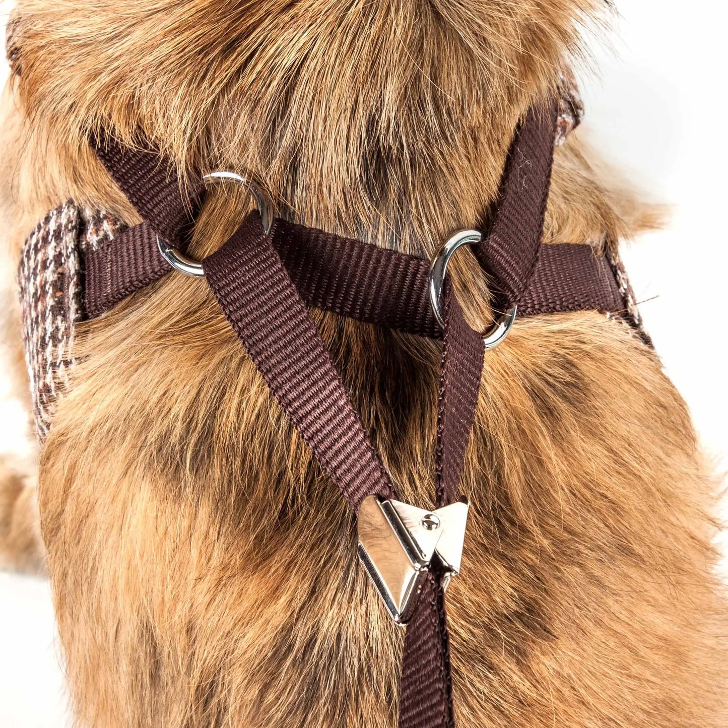 2-in-1 Adjustable Dog Harness & Leash Plaided Collared Mesh Reversible Pet Harnesses