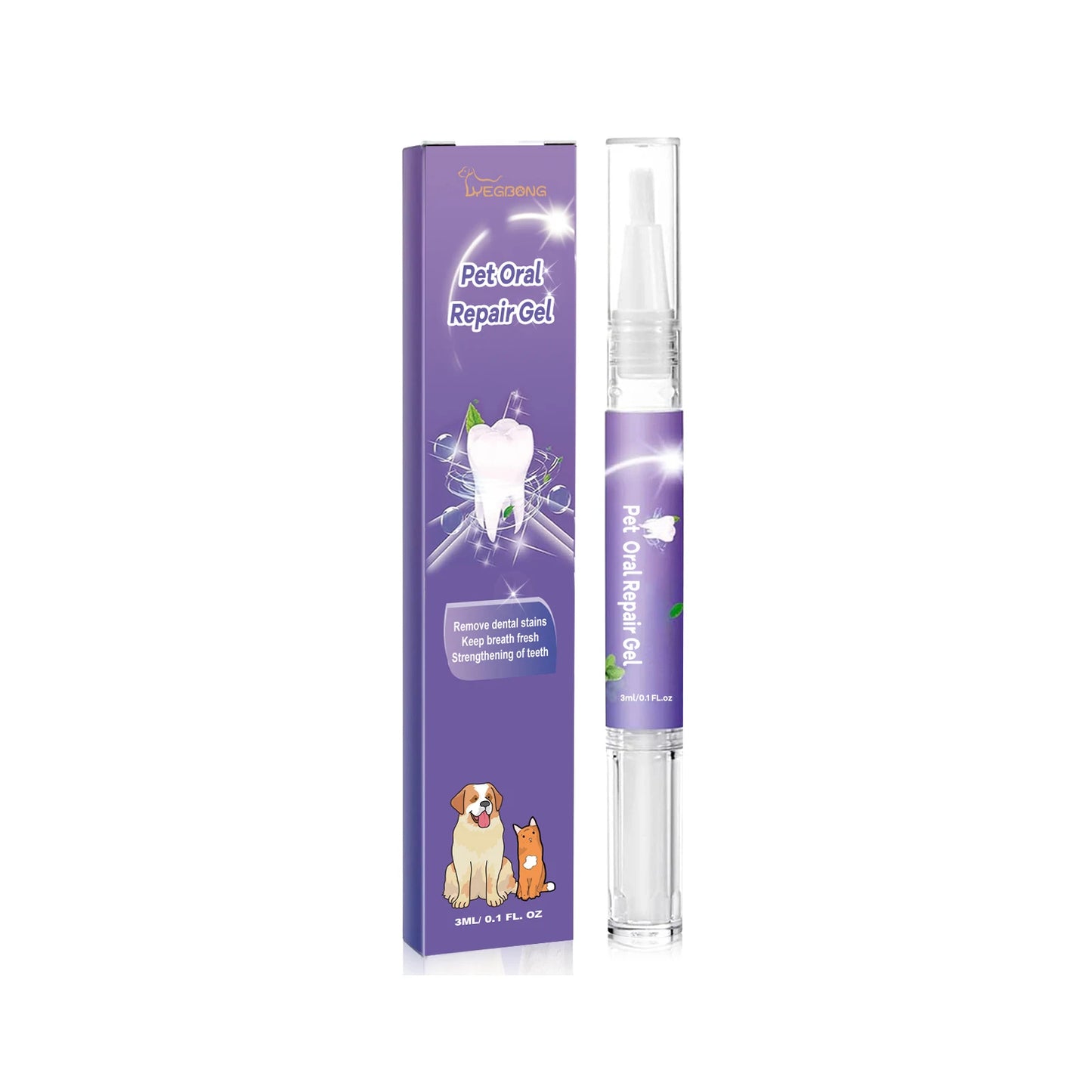 Pet Dental Care Gel 3ml Teeth Cleaning Pen for Dogs and Cats Fresh Breath Tartar Control Soothes Gums Easy Baking Soda Formula