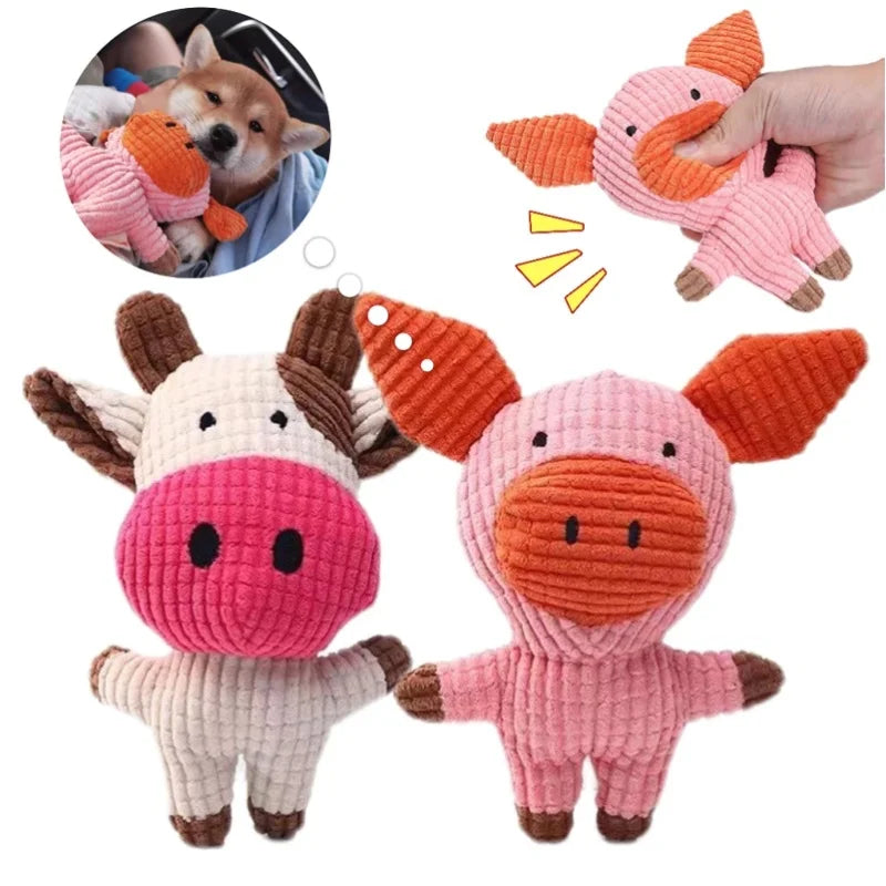 Cute Plush Pet Toys Cow Animal Plush Toys for Dog and Cat Interactive Plush Dog Toys Durable Puppy teething chewing Toys