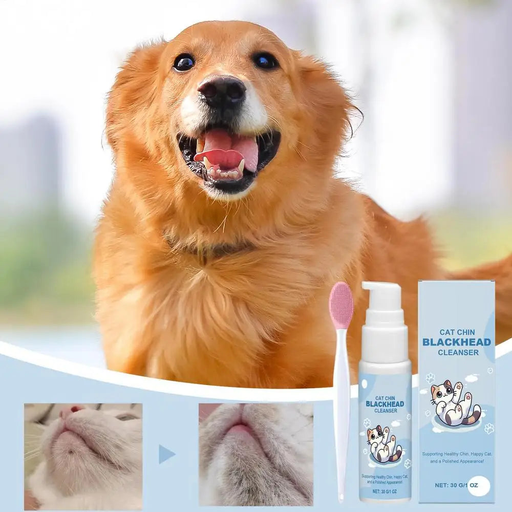 30g Pet Chin Cleaner Blackhead Cleaning Lotion Pet Chin Acne Care Brush Grooming Supplies Tooth Stain Remover For Dogs Cats