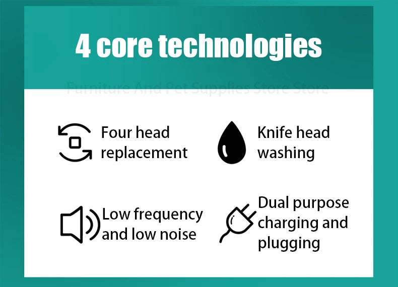 4-In-1 Pet Grooming And Care Set 4Different Blades Pet Hair Shaver Low Noise Pet Clippers Rechargeable Cordless Safe Dog Trimmer