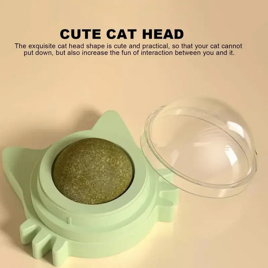 Catnip Balls Funny Lickable Cat Snack Catnip Balls Cat Ear Mint Spinning Ball Teeth Clean Toy For Small Medium Cats Pet Supplies