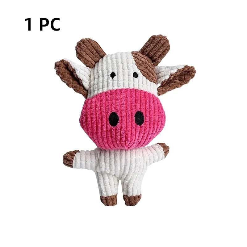 Cute Plush Pet Toys Cow Animal Plush Toys for Dog and Cat Interactive Plush Dog Toys Durable Puppy teething chewing Toys
