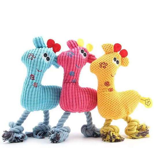 Pet Plush Toy: Bite-Resistant Animal Doll with Squeaker, Soft Stuffed Toy for Dogs/Cats, Interactive Chew Toy