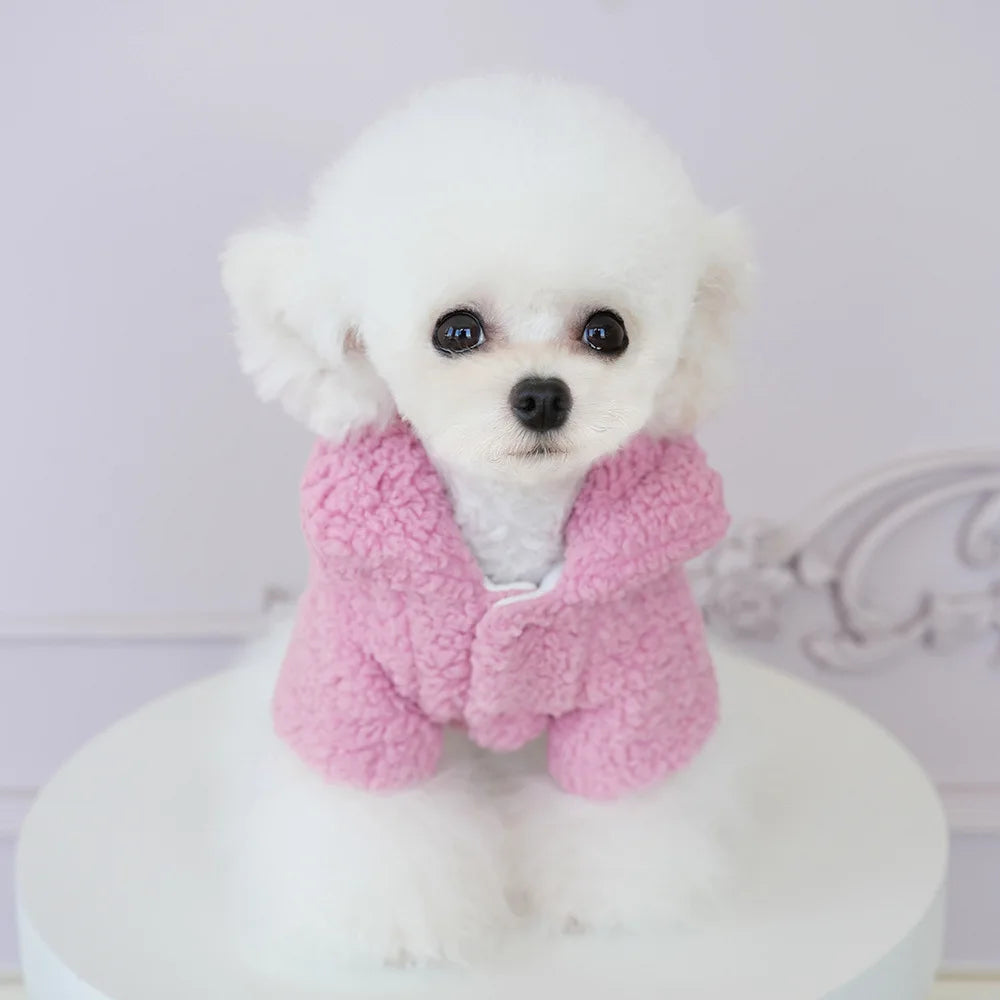 Winter Pet Jacket For Dogs & Cats - Pink Letter Print Two-legged Cotton Coat Outdoor Wear With Leash Hole, Casual Warm Outerwear