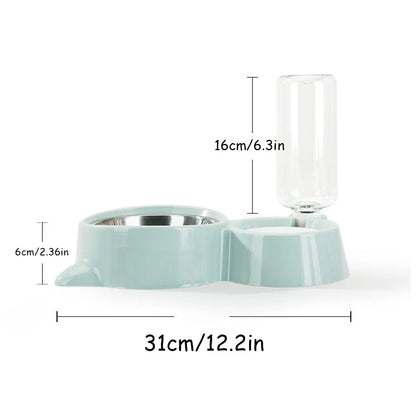 Pet Bowls Set for Dogs & Cats: Anti-Spill Food Bowl + Automatic Water Bowl, Non-Slip Pet Feeding Dishes Kit for Puppies Kittens