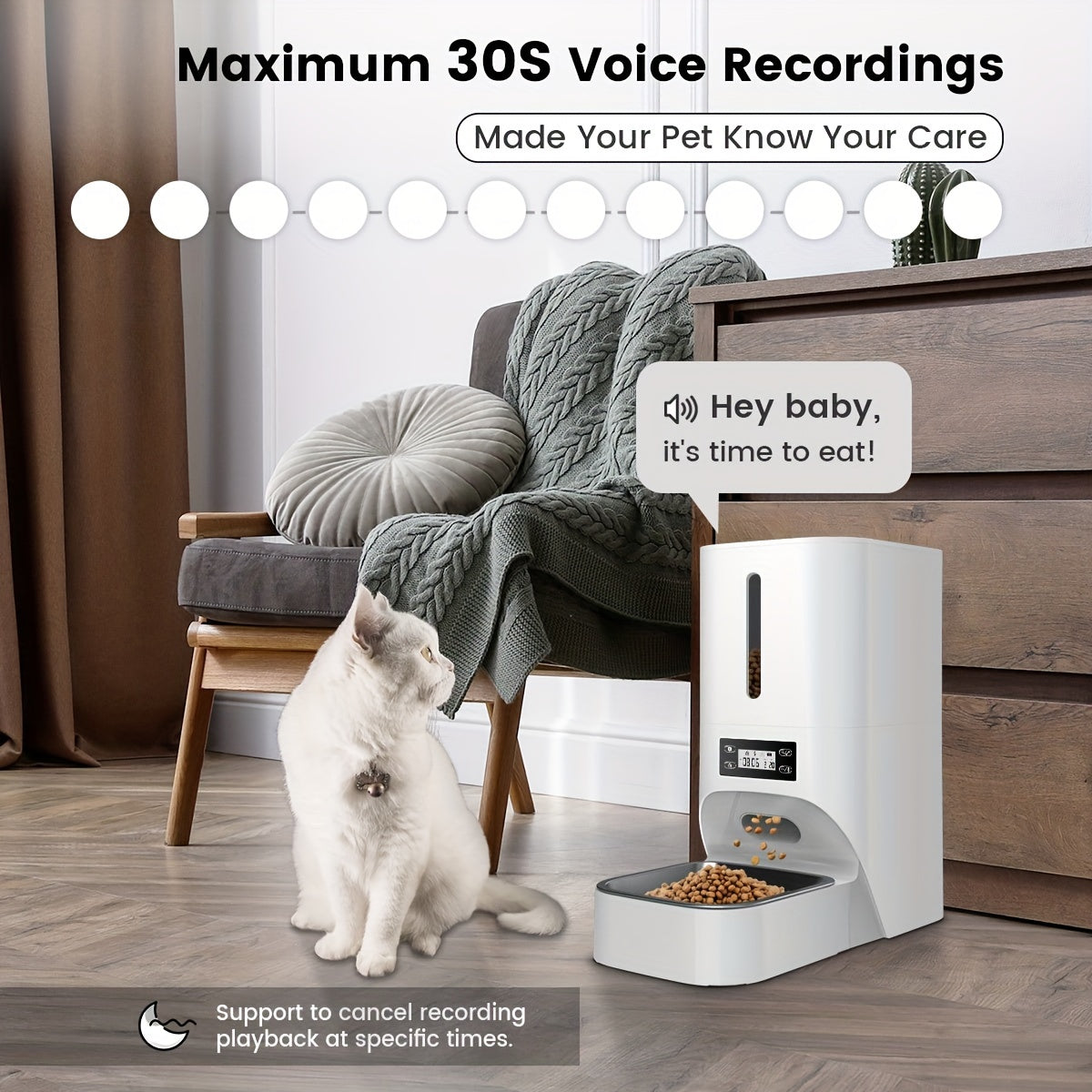 4L Timed Automatic Pet Feeders For Cats And Dogs Dry Food Dispenser With Desiccant Bag Timed Cat Feeder Programmable Portion Size Control 9 Meals Per Day 30s Voice Recorder