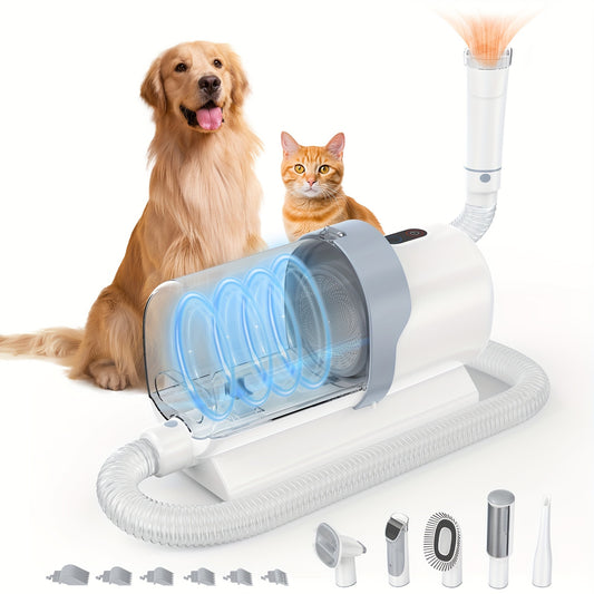 Dog Hair Vacuum & Dog Grooming Kit, Pet Grooming Vacuum with Pet Clipper Nail Grinder, Dust Cup Dog Brush Vacuum with 6 Pet Grooming Tools for Shedding Pet Hair, Home Cleaning