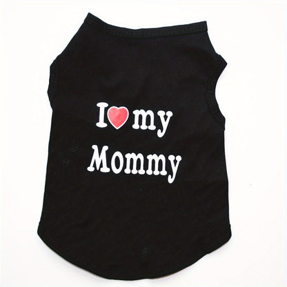1pc Breathable Pet Vest for Summer Parties - Adorable 'I Love My Daddy/Mommy' Graphic Design for Dogs and Cats