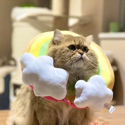 Zeze Cat Plush Rainbow Shape Soft Elizabethan Adjustable Collar For Cat Wound Healing Protective, Pet Elizabethan Collar For Cats, Mini Dogs And Rabbit