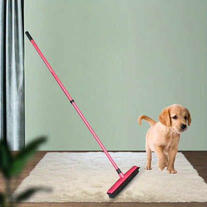 1pc Telescopic Pet Hair Remover Broom - Efficient Carpet Cleaner with Gentle Silicone Bristles - Flexible Handle for Dust & Hair Removal - Perfect Household Tool for Apartments, Dorms, and School Prep - Complete Cleaning Kit