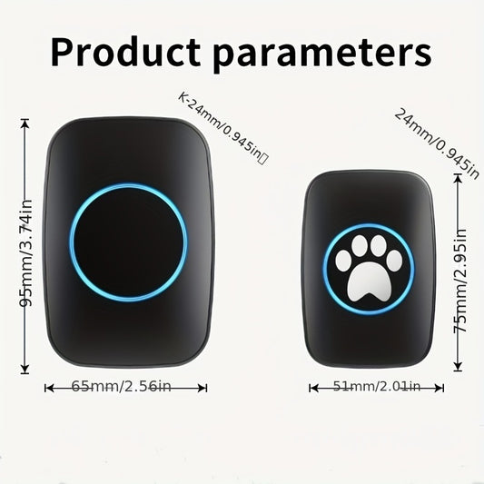 Wireless Pet Doorbell System - Easy Touch Training Aid for Dogs - 2 Receivers & Transmitters, High-Volume Chimes, Ideal for Indoor/Outdoor Use