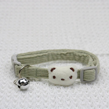 Cute Cartoon Bear Decor Pet Collar Adjustable Cat Collar, Breakaway Cat Collar With Bell