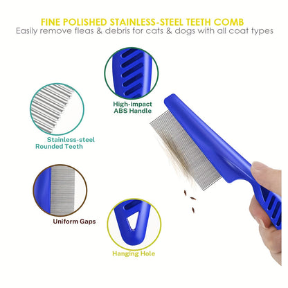 3pcs Professional Pet Grooming Tool Set for Cats and Dogs - Detangling Hair Combs for Easy Grooming and Shedding Control