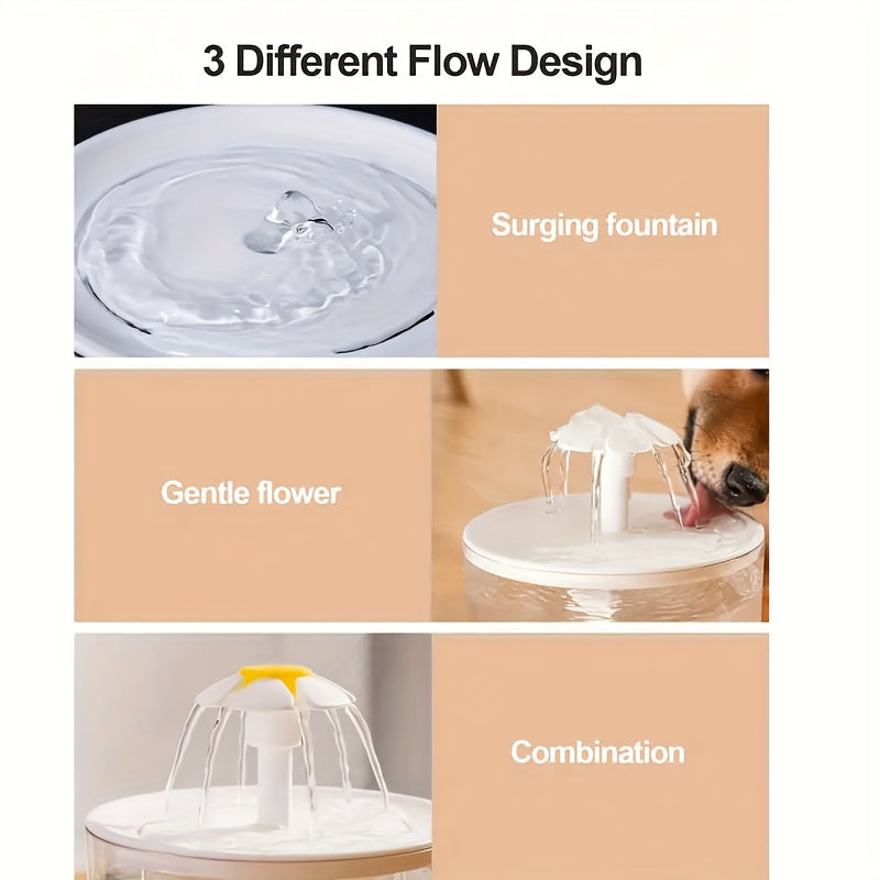 Cats and dogs pet new fountain flower water dispenser automatic cat water dispenser dog water dispenser food grade PP material, quiet operation, USB powered, safe and secure, suitable for cats and dogs large capacity Hallowee