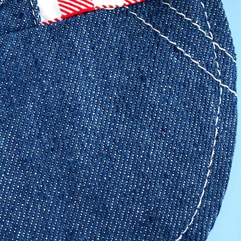 Durable Canvas Plaid Denim 1pc Rabbit Harness with Leash - Perfect for Dwarf Rabbits & Young Guinea Pigs - Stylish Pet Traction Rope Accessory