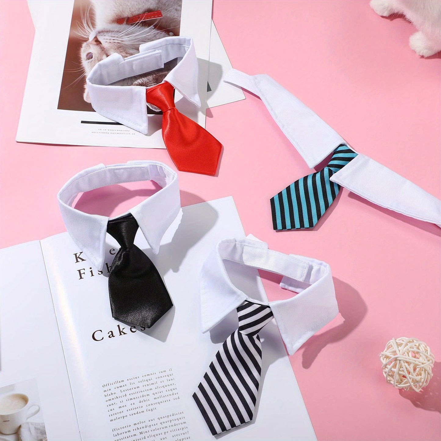 8 Pcs Pet Dog Cat Costume Dog Neck Tie And Dog Sunglasses For Small Dog Cat Round Metal Cat Classic Retro Sunglasses Cat Tie Pet Costume Tuxedo Necktie Collar Puppy Grooming Accessories Cosplay Party