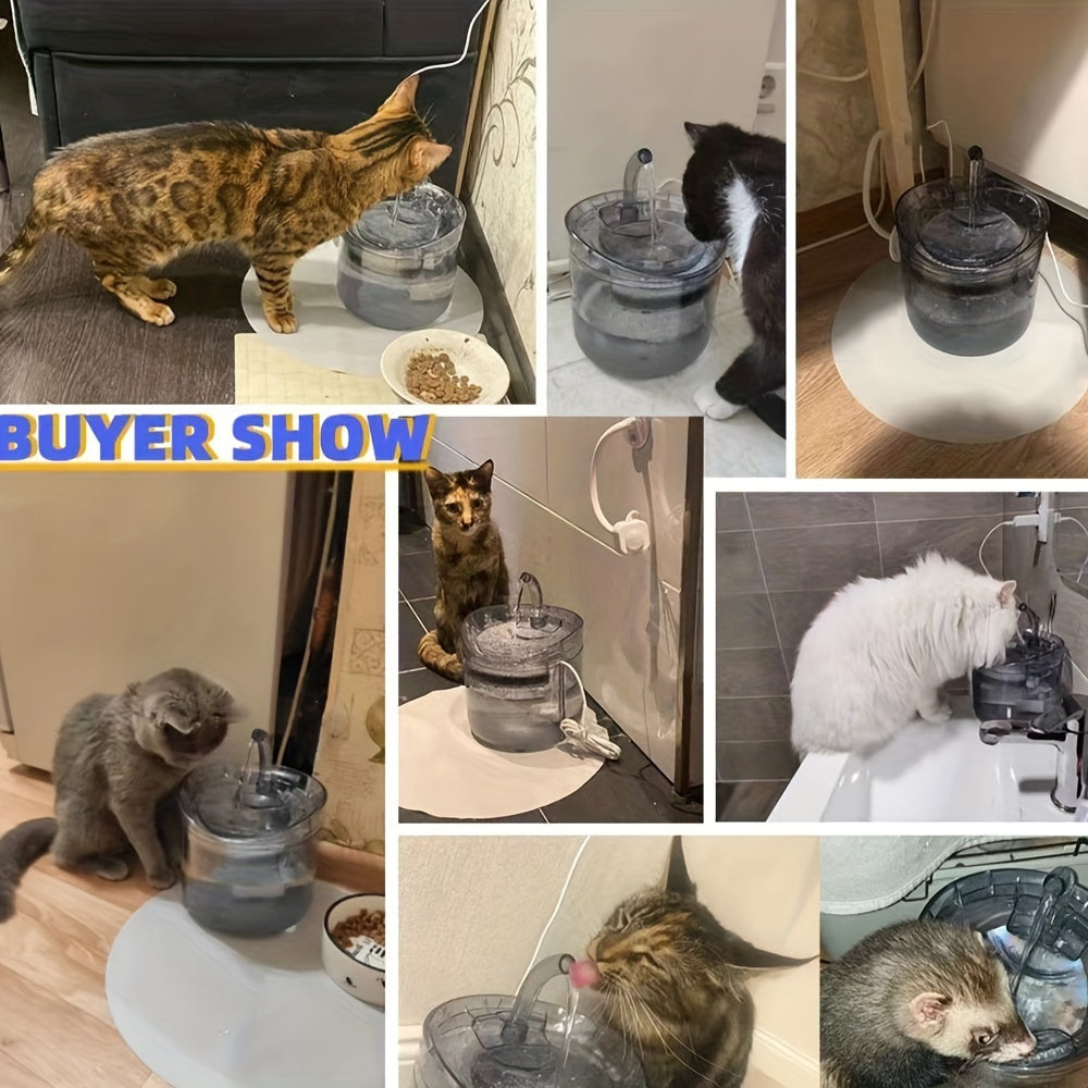 60.87oz Smart Cat Water Dispenser with Faucet, Dog Water Dispenser, Transparent Water Dispenser, Pet Water Filter Feeder