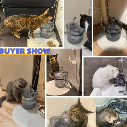60.87oz Smart Cat Water Dispenser with Faucet, Dog Water Dispenser, Transparent Water Dispenser, Pet Water Filter Feeder