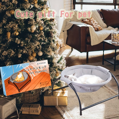 Alloy Steel Cat Hammock Bed, Free-Standing Pet Sleeping Bed, Easy Assembly, Washable, Stable Structure, Excellent Breathability, Indoor/Outdoor Use, Detachable Design for Cats