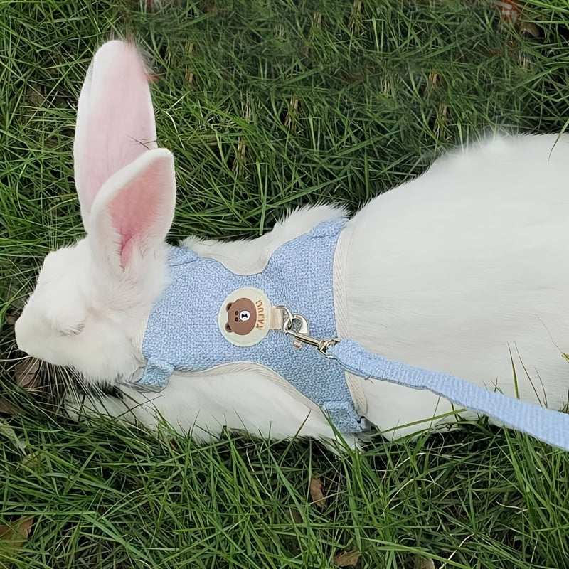 Breathable Mesh Comfort-Fit Harness with Leash - Adjustable Small Pet Vest for Rabbits, Cats & Dogs - Handwash Only, Ideal for Outdoor Walks, Rabbit Accessories