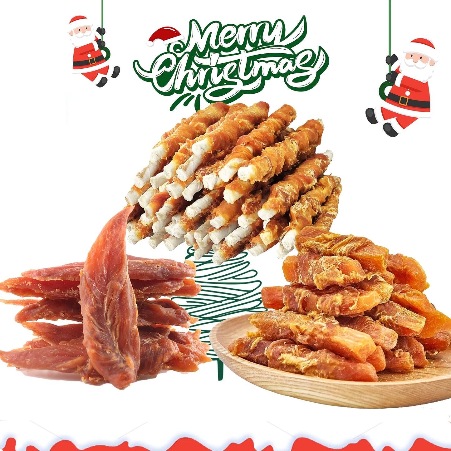 3x200g Natural Chicken Jerky Dog Treats, Low-Fat Chewy Rawhide Sticks, All Black Fridays Pet Snacks, Healthy Training Chews for Small to Large Dogs, Bag Container