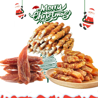 3x200g Natural Chicken Jerky Dog Treats, Low-Fat Chewy Rawhide Sticks, All Black Fridays Pet Snacks, Healthy Training Chews for Small to Large Dogs, Bag Container