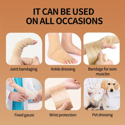 2pcs Elastic Self-Adhesive Sports Bandages, 0.98" Wide - Ideal For Wrists, Knees & Ankles Support, Breathable & Durable For Fitness Enthusiasts And Pet Care