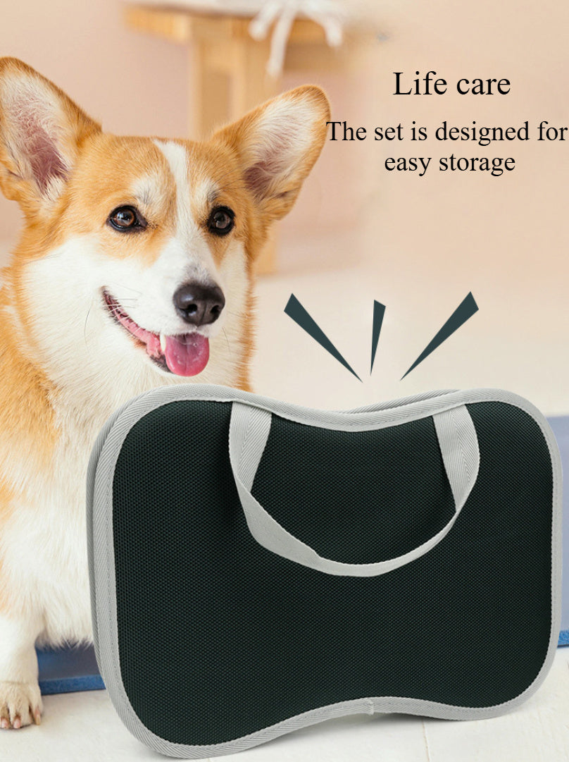 [8pcs Pet Grooming Kit] 8pcs LDECO Pet Grooming Kit for Dogs, Plastic Grooming Set, with Self-Cleaning Dematting Brush, Scissors, Comb, Nail Clippers, Foldable Bowl, Bath & Tooth Brushes, for Uncharged Pet Care Tools