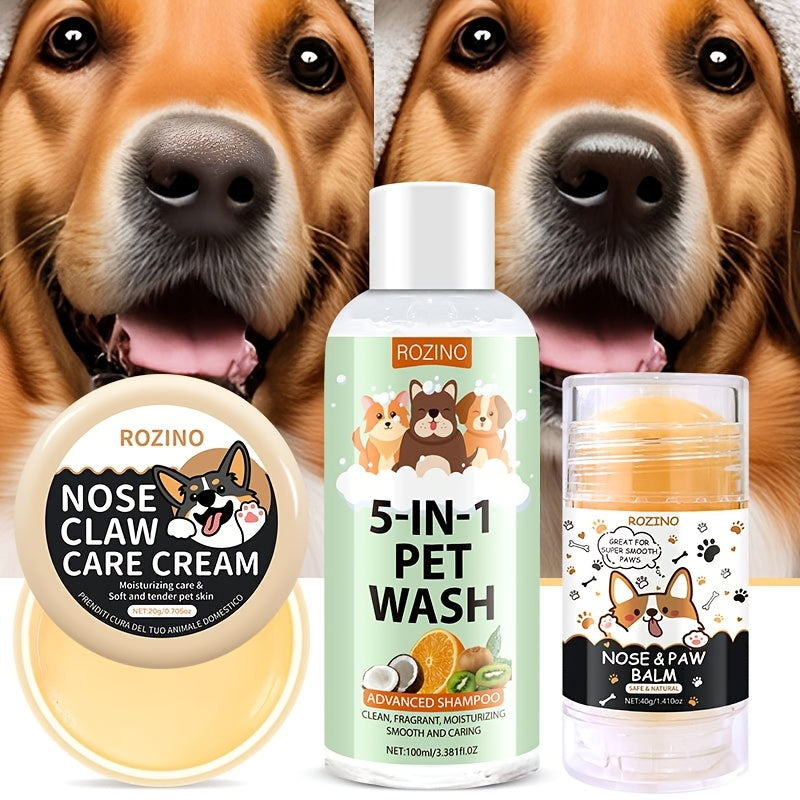 [Moisturizing Pet Care] 3pcs Pet Shower Gel Tear Cream Moisturizing Care Stick Set - Deeply Moisturizes Hair, Provides Long-Lasting Hydration - Bids Farewell to Roughness, Dryness, and Dust, Gently Cares for Pets, and Keeps P