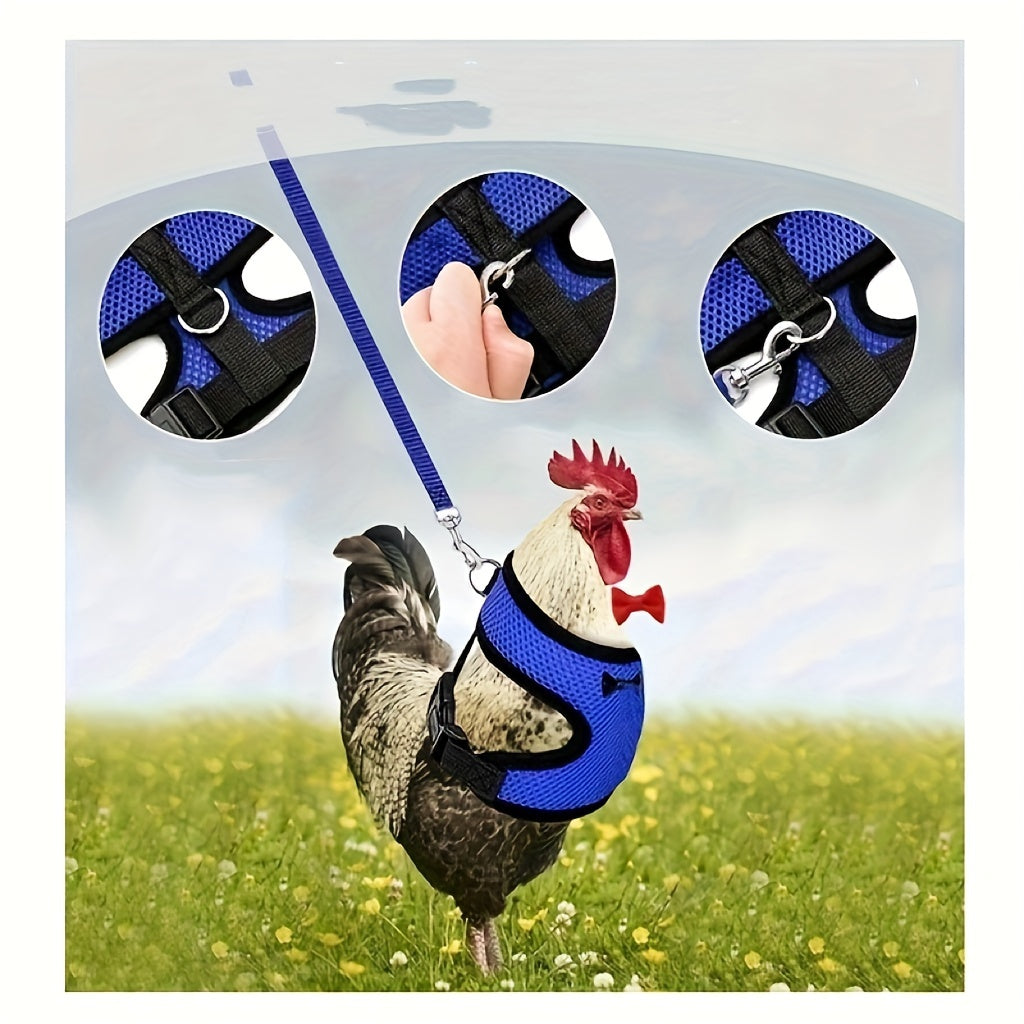 New Chicken Chest Harness Adjustable Chicken Leash Comfortable Breathable Elastic Chicken Vest for Poultry Pet Training Supplies