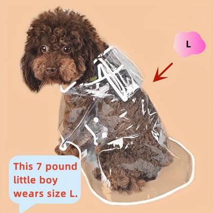 1pc Clear Transparent Hooded Pet Plastic Raincoat Poncho For Toy And Small Dogs And Cat Only Clothes