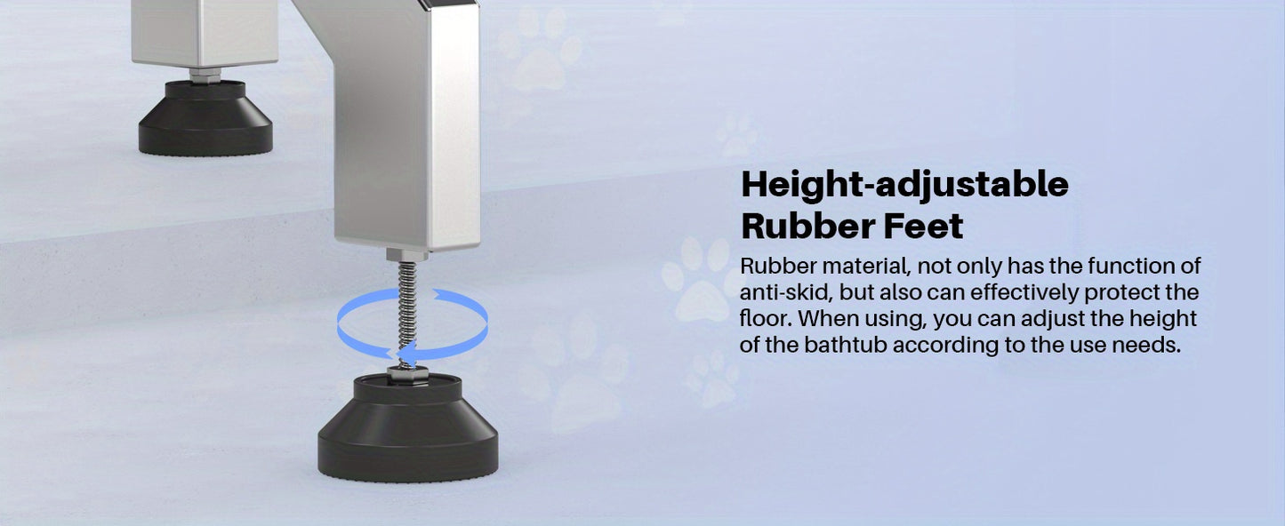 34" Stainless Steel Dog Washing Station with Sliding Door, Steps, Faucet & Sprayer – Easy-Access Bathtub for Small to Medium Pets, Max 110LB Capacity, Right Door Entry, Durable & Easy to Clean, Home Pet Care | Sliding Door